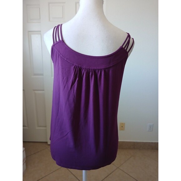 Amass Womens Tank Top Purple Size 2 Sequin Accents‎ Sleeveless Casual Summer - Picture 3 of 12